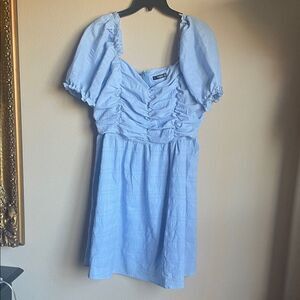 SHEIN Sky Blue Puff Sleeve Mini Dress 1X